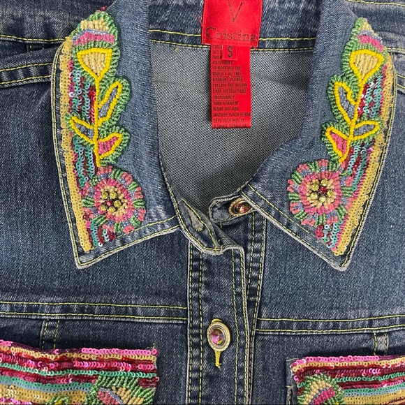 V Christina Sequin Denim Jacket - Picture 6 of 6